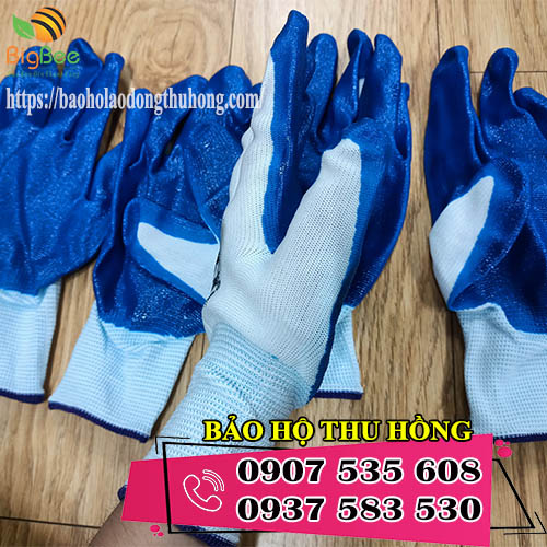 găng tay bảo hộ phủ sơn xanh bám dính tốt