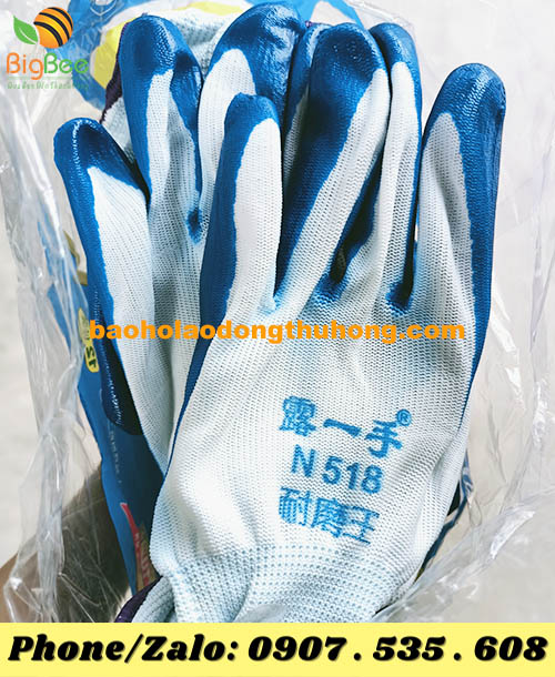 găng tay bảo hộ phủ sơn xanh dùng chống tĩnh điện