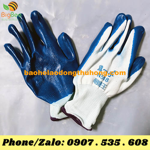 găng tay bảo hộ phủ sơn xanh