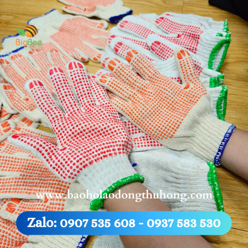 Găng tay bảo hộ sợi len phủ hạt nhựa chống trơn trượt Găng tay bảo hộ sợi len phủ hạt nhựa chống trơn trượt