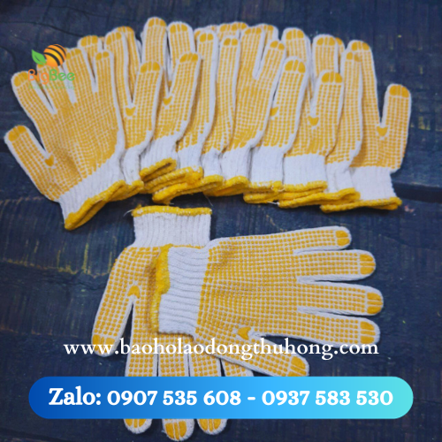 Găng tay bảo hộ sợi len phủ hạt nhựa giá rẻ cho công nhân Găng tay bảo hộ sợi len phủ hạt nhựa giá rẻ cho công nhân