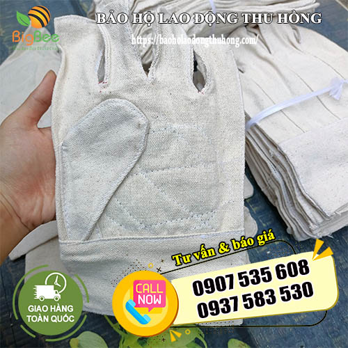 găng tay bảo hộ vải bạt màu trắng găng tay bảo hộ vải bạt màu trắng