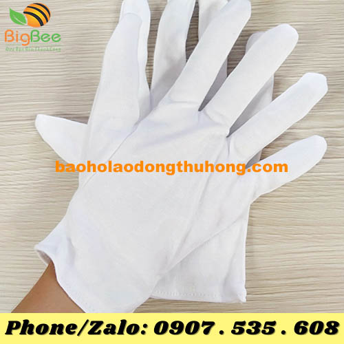 găng tay bảo hộ vải thun cotton trắng