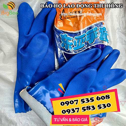 Găng tay cao su chống dầu màu xanh găng tay cao su chống dầu màu xanh