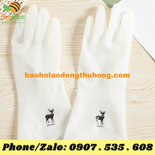găng tay cao su con hươu trắng trong làm bằng latex và nitrile