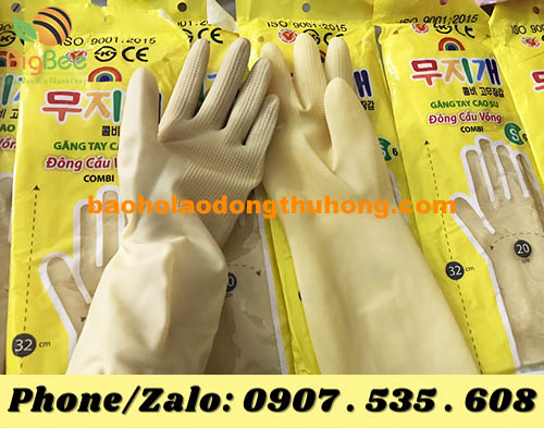 găng tay cao su Đông Cầu Vồng combi vàng