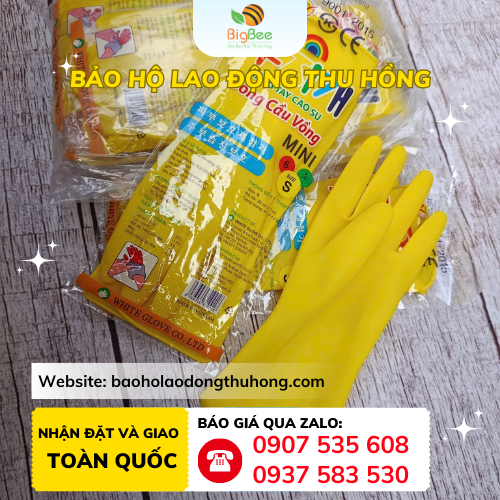 Găng tay cao su Đông Cầu Vồng Mini S6 màu vàng Găng tay cao su Đông Cầu Vồng Mini S6 màu vàng