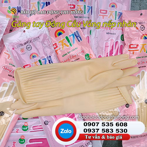 Găng tay cao su Đông Cầu Vồng nếp nhăn loại dài 42cm Găng tay cao su Đông Cầu Vồng nếp nhăn loại dài 42cm