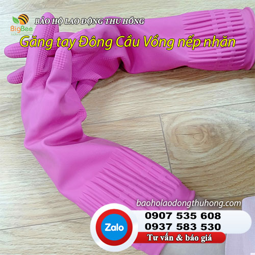 Găng tay cao su Đông Cầu Vồng nếp nhăn loại dài Găng tay cao su Đông Cầu Vồng nếp nhăn loại dài