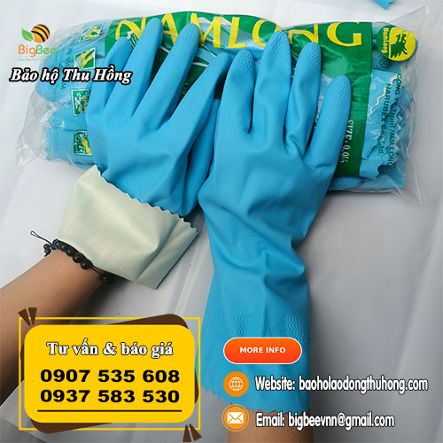 Găng tay cao su gia dụng Nam Long màu xanh Găng tay cao su gia dụng Nam Long màu xanh