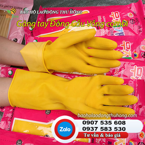 Găng tay Đông Cầu Vồng combi màu vàng nổi bật Găng tay cao su gia dụng rửa chén Đông Cầu Vồng combi vàng