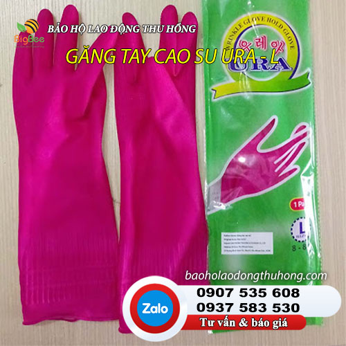 Mẫu găng tay cao su URA size L Găng tay cao su gia dụng rửa chén Ura Hàn Quốc size L