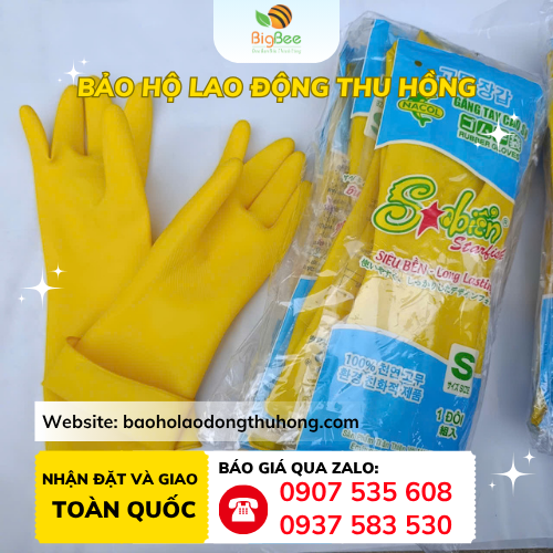 Găng tay sao Biển size S Găng tay cao su gia dụng Sao Biển size S màu vàng