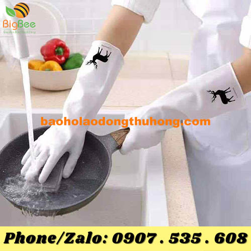 găng tay cao su hình hươu trắng trong size S M L XL