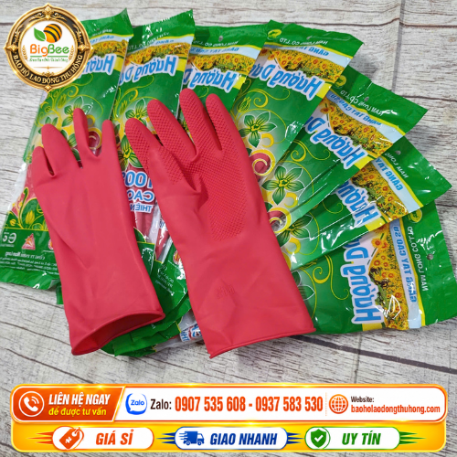 Găng tay cao su Hướng Dương màu đỏ size S dài 25cm Găng tay cao su Hướng Dương màu đỏ size S dài 25cm