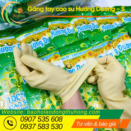 Găng tay cao su Hướng Dương size S  màu kem
