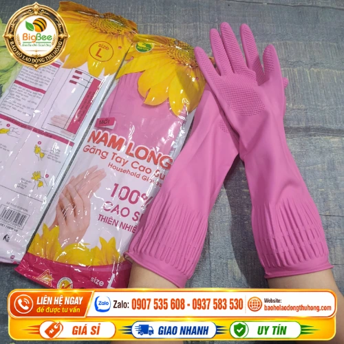 Găng tay cao su Nam Long size L dài tay Găng tay cao su Nam Long size L dài tay