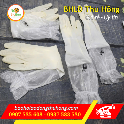 Găng tay cao su siêu dai màu trắng in hình con hươu loại dài Găng tay cao su siêu dai màu trắng in hình con hươu loại dài