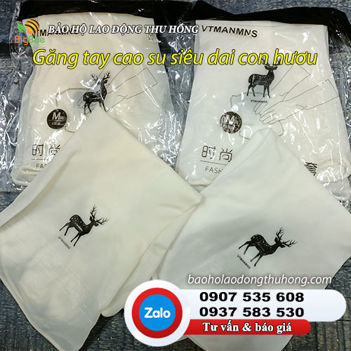 Găng tay cao su trắng đục siêu dai hình hươu đặc trưng Găng tay cao su siêu mềm dai hình hươu 01