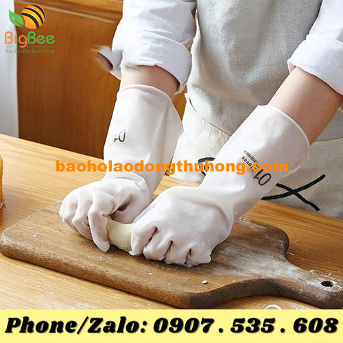 găng tay cao su trắng đục dùng làm bánh
