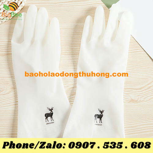 găng tay cao su trắng đục