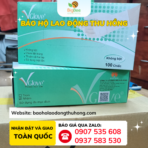 Găng tay Vglove không bột hộp 100 chiếc chưa tiệt trùng Găng tay cao su y tế không bột Vglove hộp 100 chiếc chưa tiệt trùng