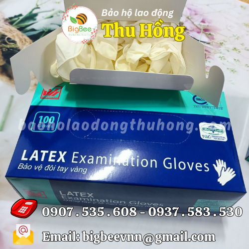 Găng tay cao su y tế Latex có bột màu trắng Găng tay cao su y tế Latex có bột màu trắng