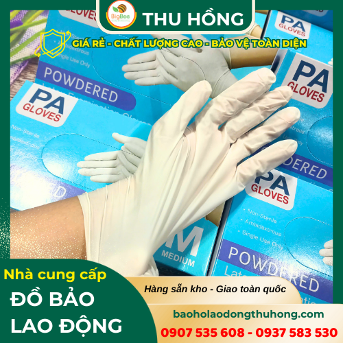 Găng tay cao su y tế màu trắng có bột dùng trong y tế Găng tay cao su y tế màu trắng có bột dùng trong y tế