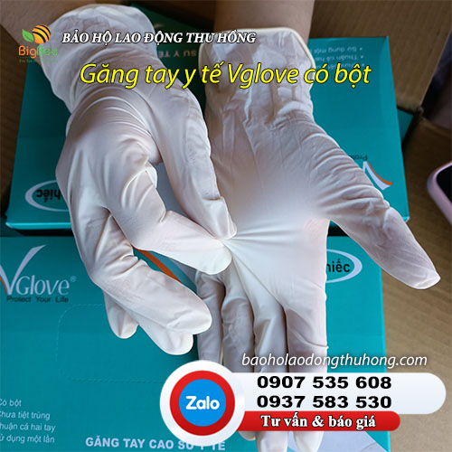 Găng tay cao su y tế Vglove có bột chính hãng tại Thu Hồng Găng tay cao su y tế Vglove có bột chính hãng 01