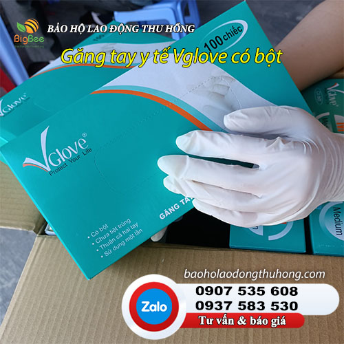 Găng tay cao su y tế Vglove có bột đủ size lớn - nhỏ Găng tay cao su y tế Vglove có bột chính hãng 02