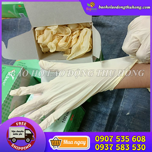 Găng tay cao su y tế Vglove nhám không bột Găng tay cao su y tế Vglove nhám không bột