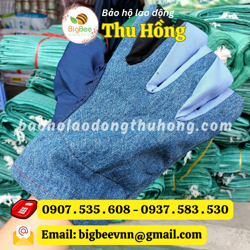 Găng tay chịu nhiệt vải jean có lót trong Găng tay chịu nhiệt vải jean có lót trong