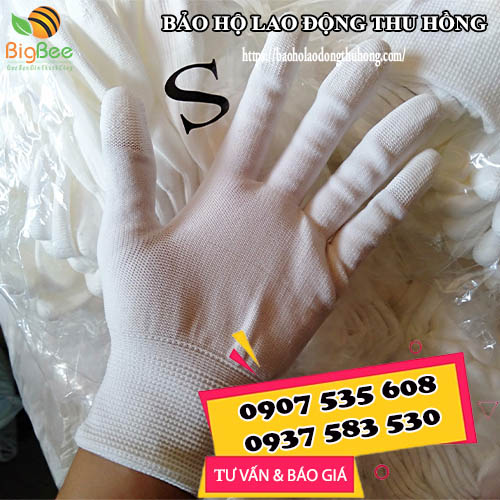 Găng tay chống tĩnh điện phủ PU đầu ngón màu trắng size S Găng tay chống tĩnh điện phủ PU đầu ngón màu trắng size S