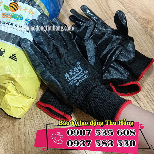 găng tay công nghiệp phủ sơn đen