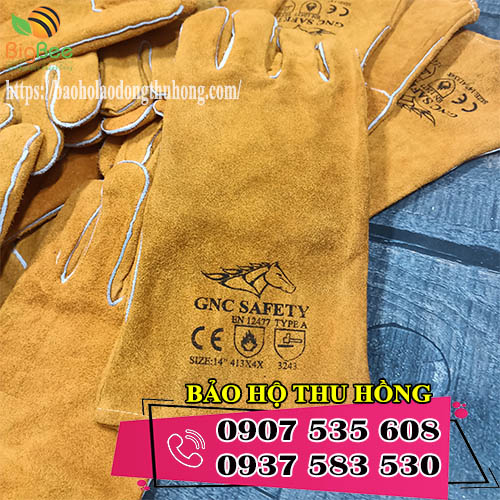 găng tay da hàn con ngựa GNC màu vàng