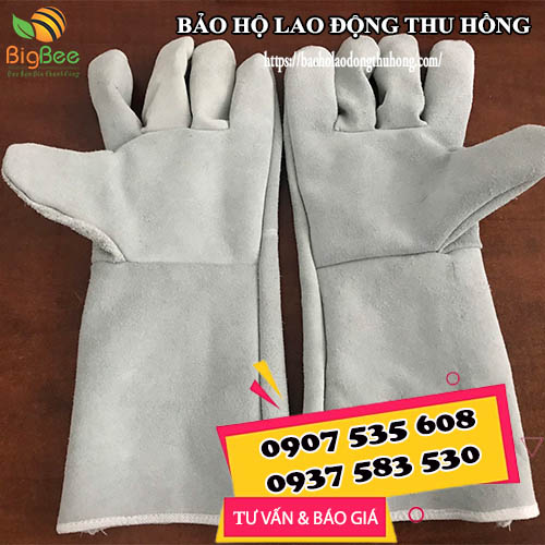găng tay da hàn dài 2 lớp nhiều màu cho thợ hàn
