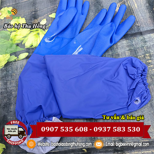 Găng tay dài chống dầu Takumi PVC-600X màu xanh dương Găng tay dài chống dầu Takumi PVC-600X màu xanh dương