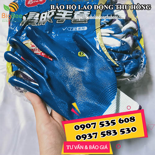 Găng tay làm vườn phủ sơn xanh giá rẻ bịch 12 đôi Găng tay làm vườn phủ sơn xanh giá rẻ bịch 12 đôi