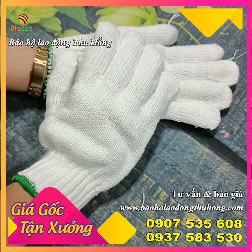 Găng tay len bảo hộ màu trắng sợi cotton Găng tay len bảo hộ màu trắng sợi cotton