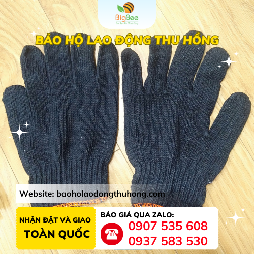 Găng tay len bảo hộ xám đen 70g - 80g Găng tay len bảo hộ xám đen 70g - 80g cho công nhân cơ khí