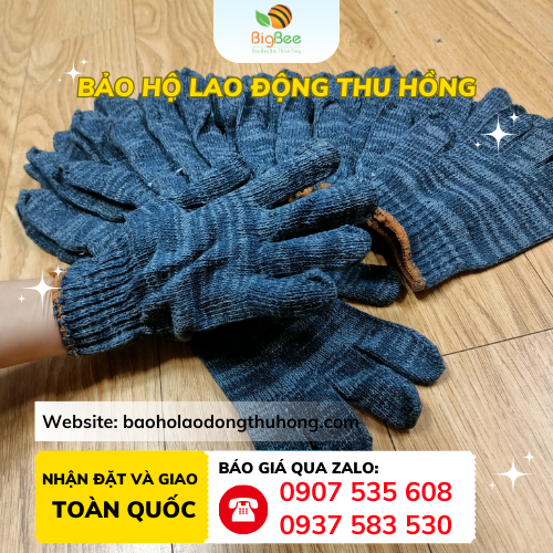 Găng tay len bảo hộ xám đen 70g - 80g Găng tay len bảo hộ xám đen 70g-80g chống bám bẩn