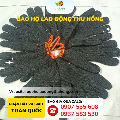 Găng tay len bảo hộ xám đen 70g - 80g Găng tay len bảo hộ xám đen 70g-80g dày bền, bảo vệ tay