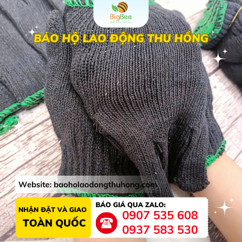 Găng tay len bảo hộ xám đen 70g - 80g Găng tay len bảo hộ xám đen 70g-80g dệt kim giá rẻ