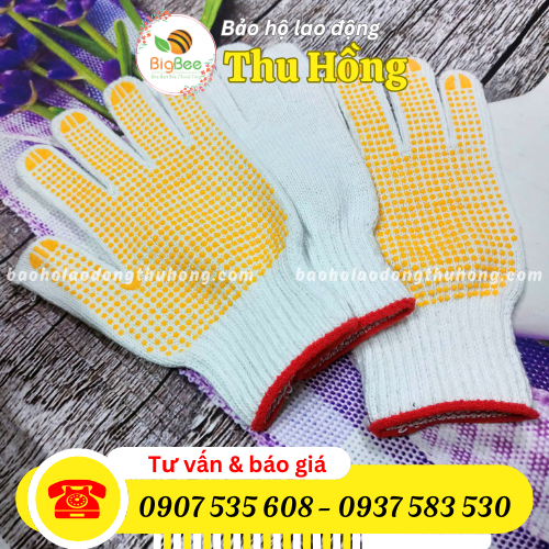 Găng tay len hạt nhựa 85g giá rẻ viền đỏ siêu đẹp Găng tay len hạt nhựa 85g giá rẻ viền đỏ siêu đẹp