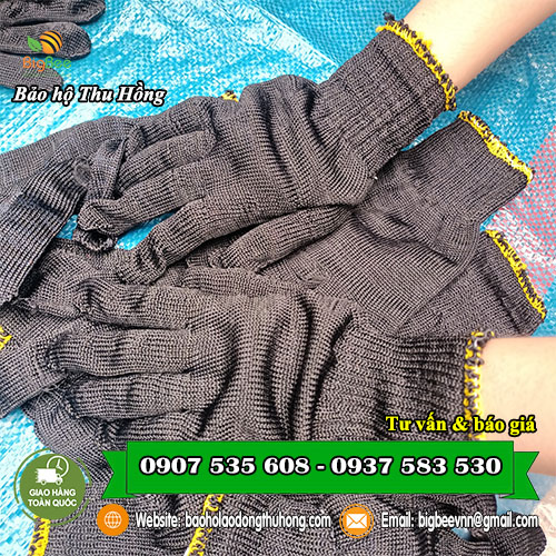 găng tay len màu đen bảo hộ lao động bao 500 đôi