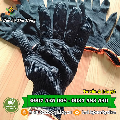 găng tay len màu đen bảo hộ lao động găng tay len màu đen bảo hộ lao động