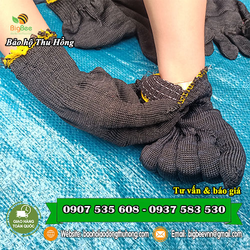 găng tay len màu đen sợi poly 50g, 60g găng tay len màu đen sợi poly 50g, 60g