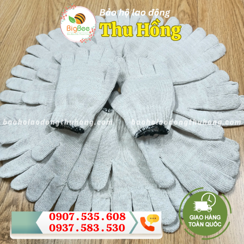 Găng tay len màu kem 70g bảo hộ lao động Găng tay len màu kem 70g bảo hộ lao động