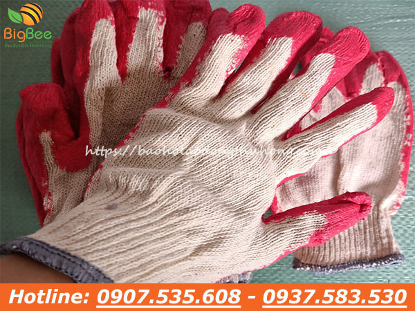 găng tay len nhúng nhựa 1 mặt đỏ giá rẻ mua ở đâu?