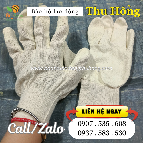 Găng tay len nhúng nhựa màu trắng một mặt Găng tay len nhúng nhựa màu trắng một mặt